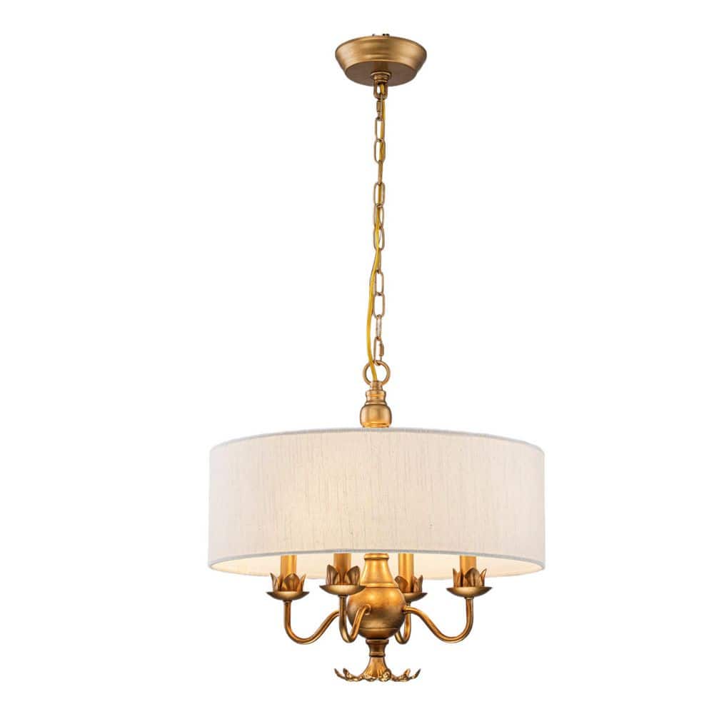 Everdawn 4-Light Antique Gold Fabric Shade Classic Drum Chandelier for Dining Room/Living Room with E12 Bulb Base price history on PriceWatchPro