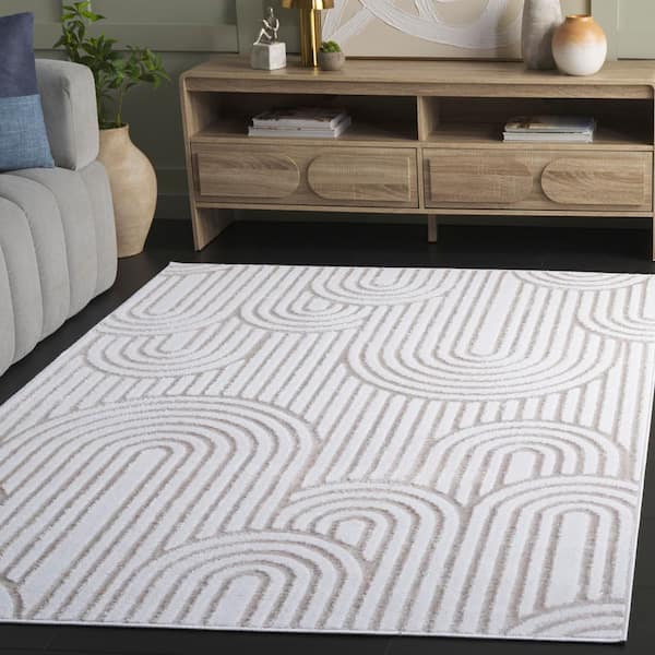 Maya Ivory 9 ft. x 12 ft. Striped Arches Area Rug