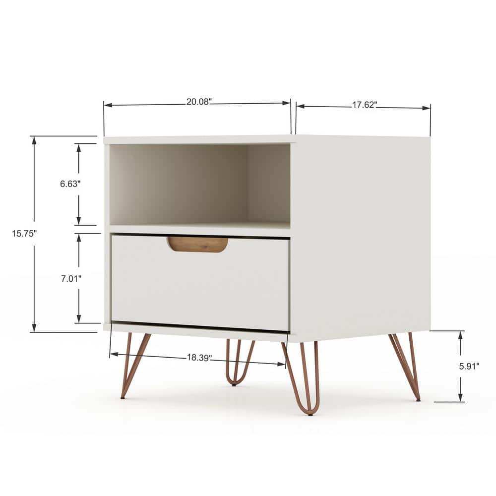 Set of 2 Gray Wood Nightstands with Hairpin Legs