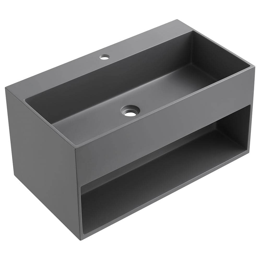 32 in. Wall-Mount Bathroom Solid Surface Vanity with Storage Space in Matte Gray price history on PriceWatchPro