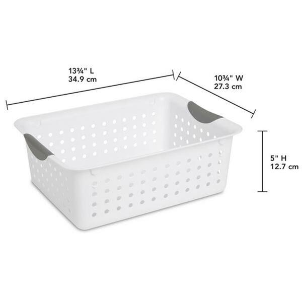 Sterilite Medium Ultra Plastic Storage Organizer Basket White 6 Pack 16248006