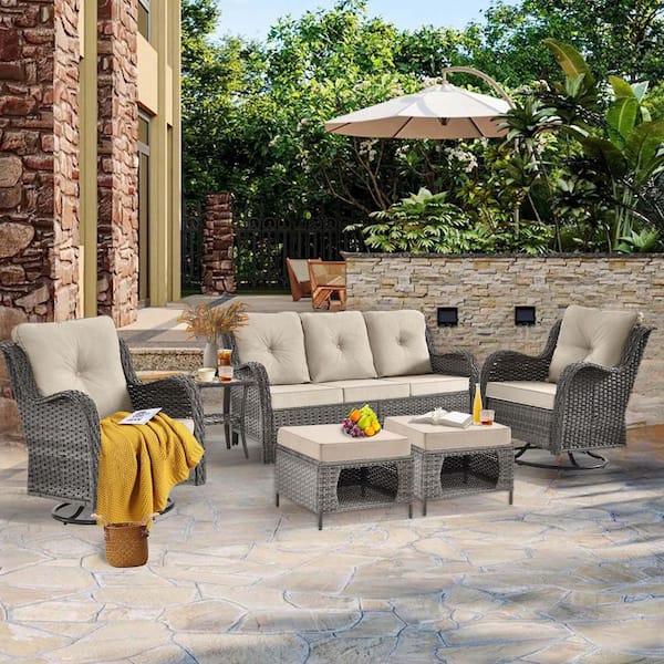 JOYSIDE 5-Piece Wicker Outdoor Patio Seating Conversation JOYSIDE 5-Piece Wicker Outdoor Patio Seating Conversation