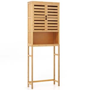 Bamboo 24.5 in. W x 67 in. H x 9 in. D Natural Over the Toilet Storage with Adjustable Shelf