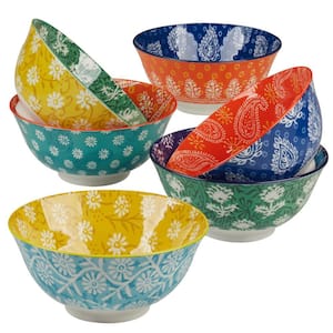 Carnival 12.46 fl. oz. Multi-Colored Porcelain Bowls (Set of 6)