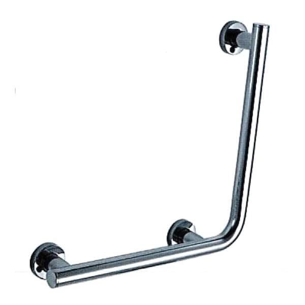 Transolid Z-Series 22 in. Concealed Screw L-Shaped Left-Hand Grab Bar in Brushed Stainless