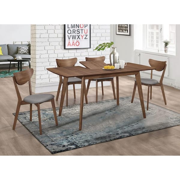 Coaster Alfredo 5-piece Natural Walnut and Gray Dining Room Set