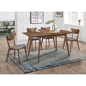 Alfredo 5-piece Natural Walnut and Gray Dining Room Set