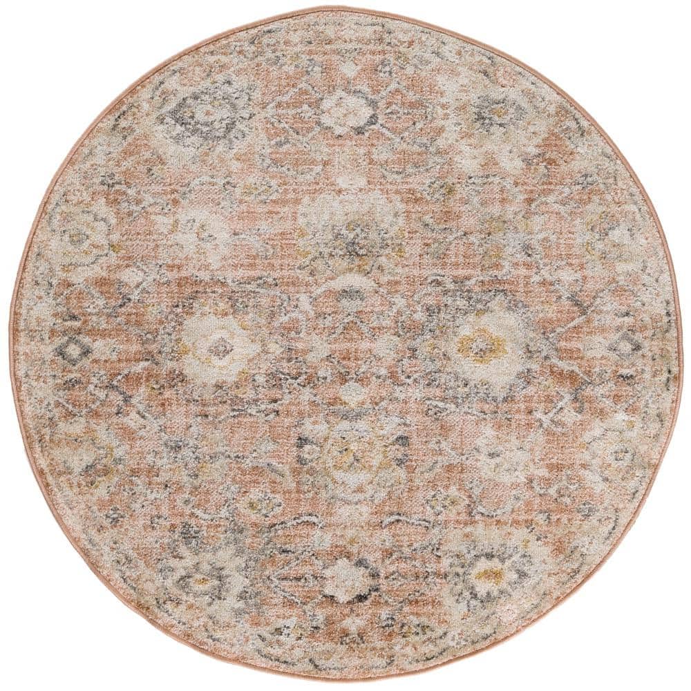 Nourison Oushak Home Rust 4 ft. x 4 ft. Floral Traditional Round Area ...