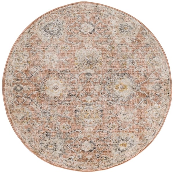 Nourison Oushak Home Rust 4 ft. x 4 ft. Floral Traditional Round Area Rug