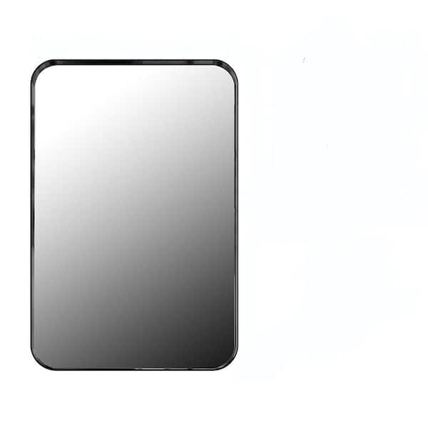 Zeus & Ruta 16 in. W x 24 in. H Black Rectangular Aluminum Medicine Cabinet with Mirror and Adjustable Shelves