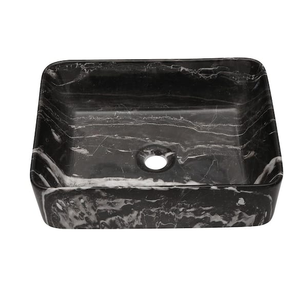19 in. Vessel Rectangular Bathroom Sink in Black Ceramic
