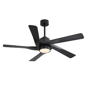 54 in. 5 Blades 6 Fan Speeds LED Indoor Black Smart Ceiling Fan with Remote