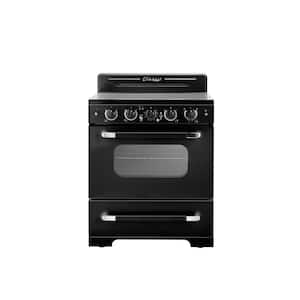 Classic Retro 30" 5 Burner Element Freestanding Electric Range with Convection Oven in. Midnight Black