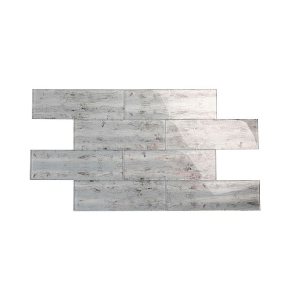 Silver Cedar 4 in. x 12 in. x 8mm Glass Subway Tile (5 sq. ft./Case)