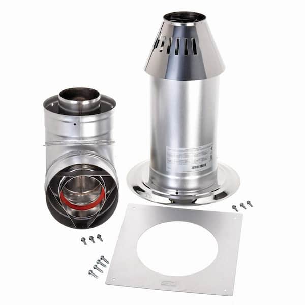 ProTech Stainless Horizontal Vent Cone Termination Kit (Max Wall Thickness 5 in) for Venting Tankless Gas Water Heaters