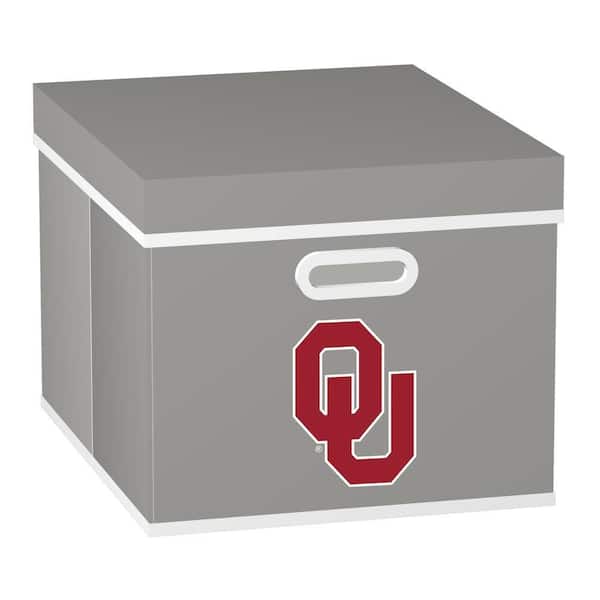 MyOwnersBox College STACKITS University of Oklahoma 12 in. x 10 in. x 15 in. Stackable Grey Fabric Storage Cube