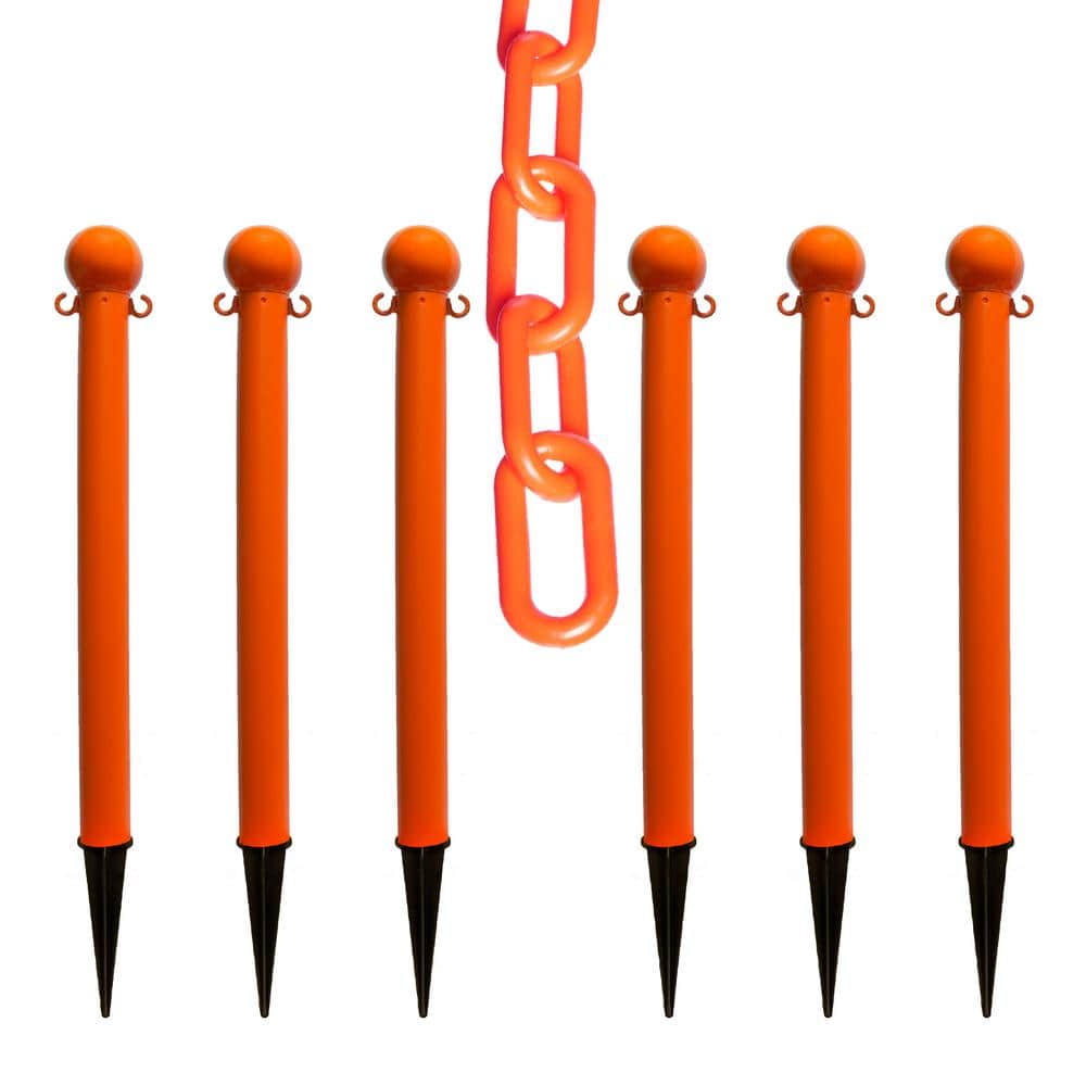 Mr. Chain Safety Orange Heavy-Duty Ground Pole and Chain Kit 70512-6 ...