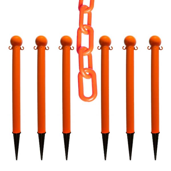 Mr. Chain Safety Orange Heavy-Duty Ground Pole and Chain Kit