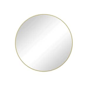 48 in. W x 48 in. H Round Framed Wall Bathroom Vanity Mirror in Gold