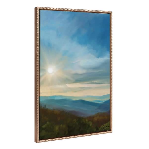 Kate and Laurel Modern Mountain Range Landscape Wall Art 1-Piece Gold Framed Canvas Art Print, 23 in. x 33 in.