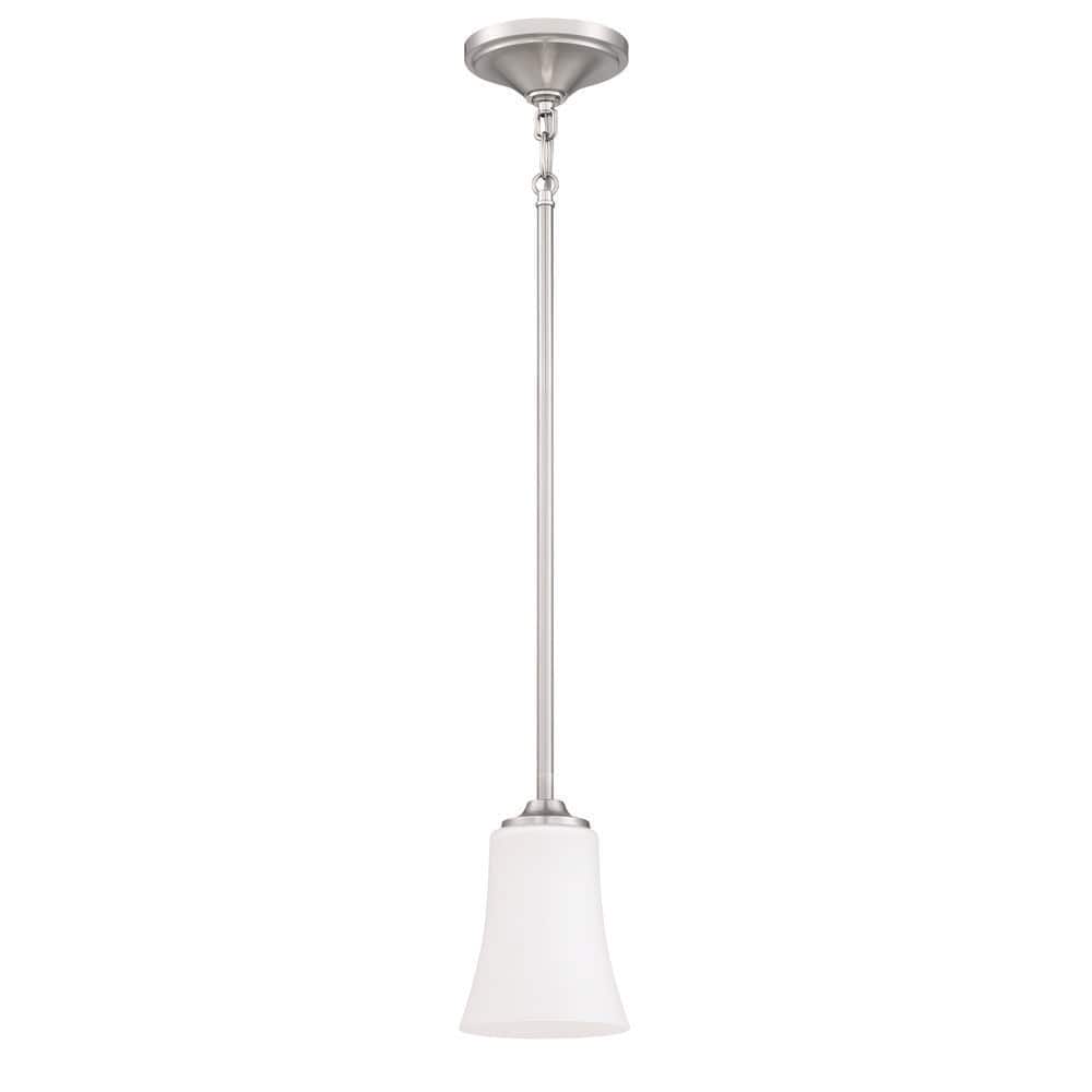 Gwyneth 100 Watt 1 Light Brushed Polished Nickel Kitchen Mini Pendant Light w/Frost White Glass Shade, No Bulbs Included price history on PriceWatchPro