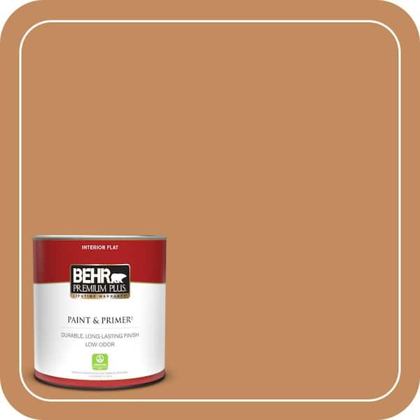 BEHR PREMIUM PLUS 1 qt. #PPU3-13 Glazed Ginger Flat Low Odor Interior Paint & Primer