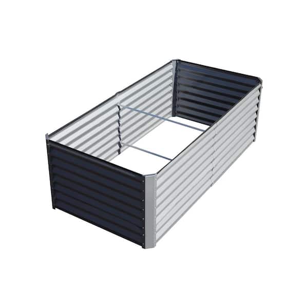 Raised Garden Bed, Outdoor Planter Garden Boxes Large Steel Planter Box for Gardening Vegetables Fruits Flowers, Silver`