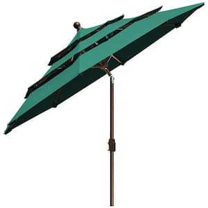 9 ft. 3-Tiers Market Umbrella Patio Umbrella with Ventilation and 5-Years Non-Fading in forest Green