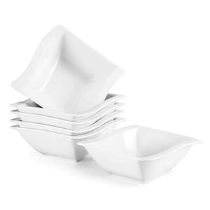 Flora 6-Piece 11.2 oz. Elegant White Square Cereal Bowls(Service for 6)