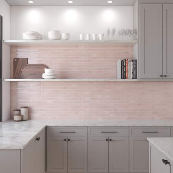 Artistic Reflections Rose 2 in. x 20 in. Glazed Ceramic Undulated Wall Tile (5.24 sq. ft./case)