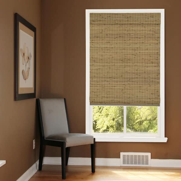 Hampton Smokey Ash Light Filtering Cordless Bamboo Roman Shade-70 in. W x 72 in. L
