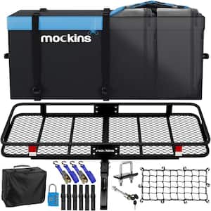 500 lbs. Capacity XL Hitch Mount Cargo Carrier Set - Folding Shank and 2 in. Raise, Cargo Bag, Net, Straps, Locks - Blue