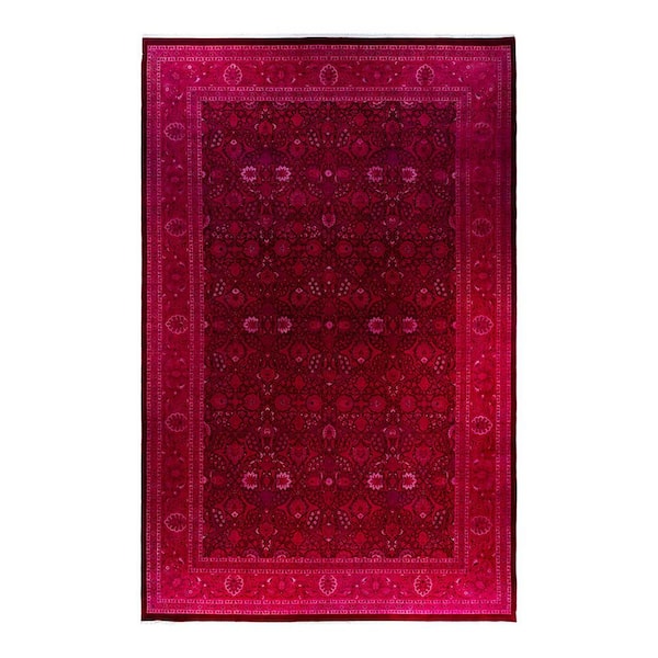 Overdyed Pink 12 x 18 Solid Wool Indoor Area Rug