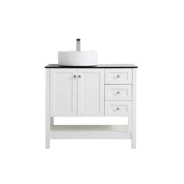 Timeless Home 36 In W X 18 88 D 38 H Single Bathroom Vanity White With Black Tempered Glass Top Th32436white Single Bathroom Vanity, Black And White Single Bathroom Vanity