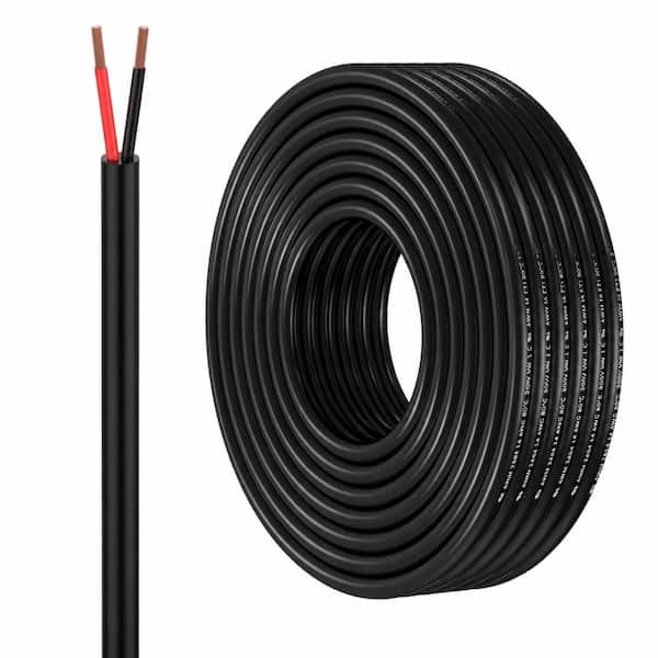 14 AWG 2 Conductor Electrical Wire 200 Ft Oxygen-Free Copper PVC Red Black Low Voltage for Solar LED