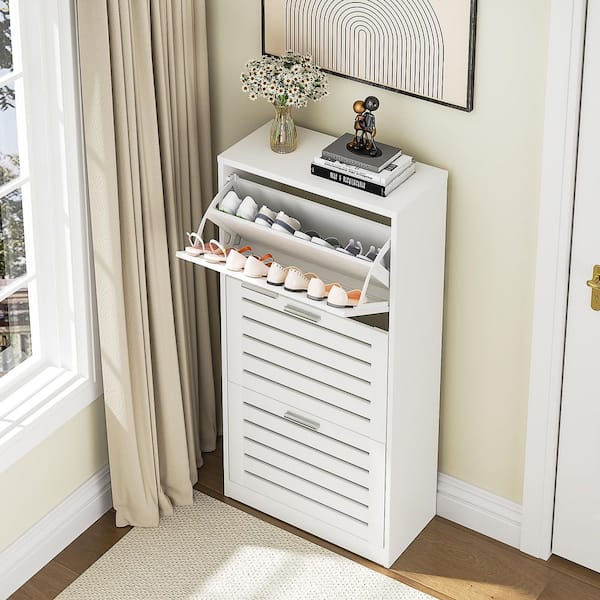 VECELO Modern Shoe Cabinet with 3-Flip Drawers, Freestanding Shoe