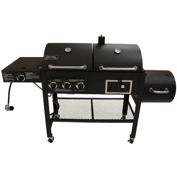 Smoke Hollow Gas, Charcoal and Smoker Grill with Side Burner in Black