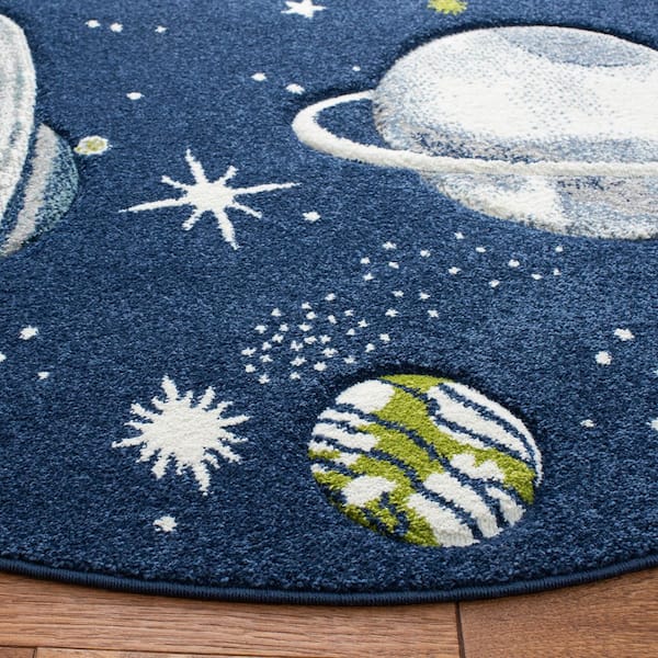 Safavieh Carousel Kids Navy/Ivory 5 ft. x 5 ft. Round Area Rug