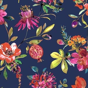 Melgrano Floral Navy Non-Pasted Wallpaper (Covers 56 sq. ft.)