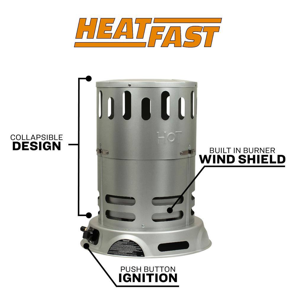 Gray Propane Convection Heater with Thermostat and Automatic Shut-off