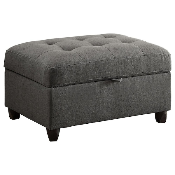 Coaster Grey Stonenesse Storage Ottoman with Button Tufting
