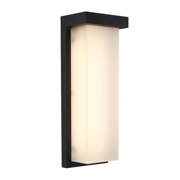 Skeet Black Modern Integrated LED Outdoor Hardwired Garage and Porch-Light Lantern Sconce