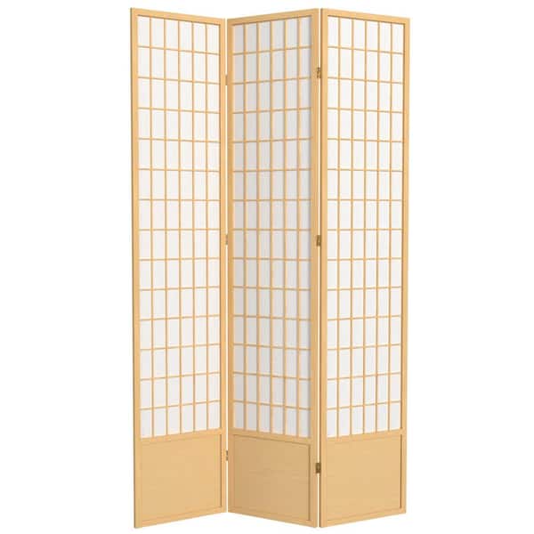 Oriental Furniture 7 ft. Natural 3-Panel Room Divider