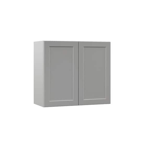 Hampton Bay Designer Series Melvern Assembled 27x24x12 in. Wall Kitchen Cabinet in Heron Gray