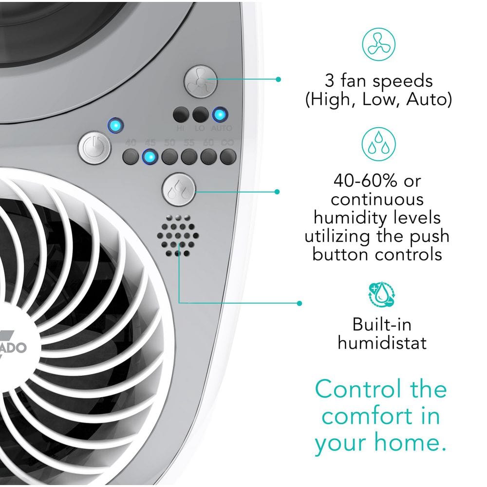 White Ultrasonic Humidifier with Humidistat and Fan