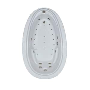 72 in. Acrylic Oval Drop-in Air and Whirlpool Bathtub in Biscuit