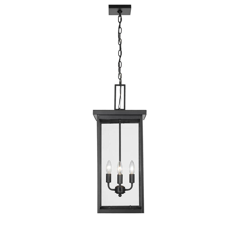 Millennium Lighting Barkeley 27 in. 4-Light Powder Coated Black Outdoor Pendant Light with Clear Glass