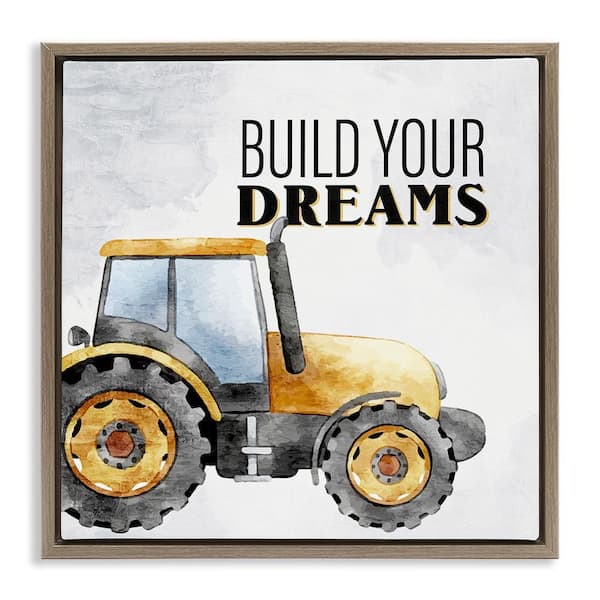 Stupell Industries Build Your Dreams Phrase by Kim Allen Brown Floater Frame Typography Graphic Art Print 18 in. x 18 in.