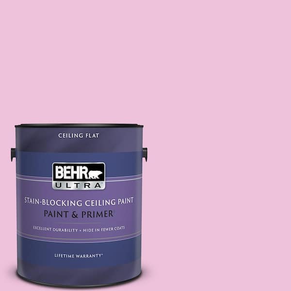 BEHR ULTRA 1 gal. #P120-1 Starlet Pink Ceiling Flat Interior Paint with Primer
