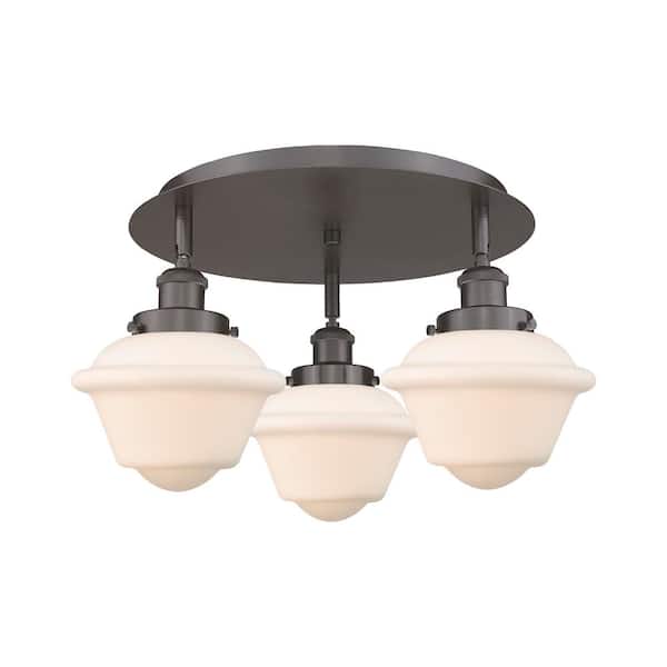 Innovations Oxford 18.25 in. 3-Light Oil Rubbed Bronze Art Nouveau Flush Mount with Seeded Glass Shade